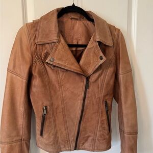 Giorgio & Mario Lamb skin leather biker jacket Tan/Beige